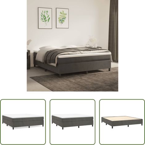 Matratze - Boxspringbett mit Matratze Dunkelgrau 180x200 cm Samt (1/5)