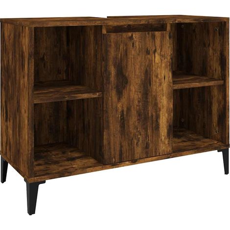 Mobile Lavabo  Armadio Lavabo Rovere Fumo 80x33x60 cm in Legno Multistrato (1/5)