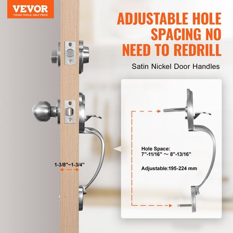 Poignée de Porte d’Entrée avec Pêne Dormant Serrure pour Porte sur Rosace avec Bouton Intérieur Réversible Droite-Gauche Espacement… (1/5)