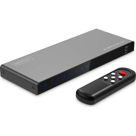DIGITUS DS-55334 Conmutador HDMI 5x1-5 entradas 1 Salida - UHD 8K/60 Hz HDTV: 7680 × 4320p - HDCP 2.3 y HDMI 2.1 - HDR, CEC, Deep Colour, DTS, Dolby Digital, LPCM - para TV, Monitor, PS5, PS4, Xbox (1/4)