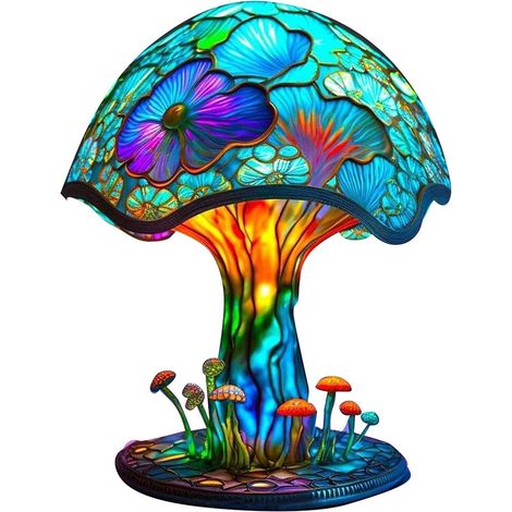 Lampe de table en résine, veilleuse, lampe de chevet champignon décorative champignon pour chambre à coucher, salon, décoration de la maison, cadeau (1/5)