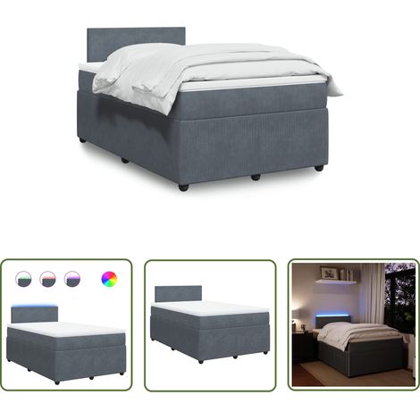 vidaXL Boxspringbett mit Matratze Dunkelgrau 120x190 cm Samt (1/5)