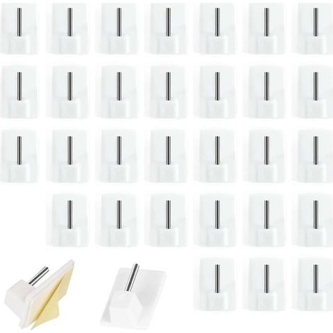 30 Pcs Crochet Rideau Adhésifs,Plastique Support Tringle Rideaux Sans Percage,Accroche Rideau Autocollants Pour Les Rideau Sans Pe (1/5)