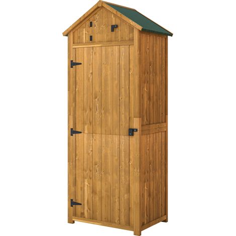 Wasserdichter Gartenschuppen aus Holz zur Aufbewahrung von Werkzeugen, 77 x 54,2 x 179 cm – Gelb