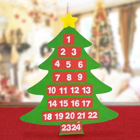 Calendario Avvento Albero di Natale Feltro con Tasche Decorazioni Natalizie 54cm (1/2)