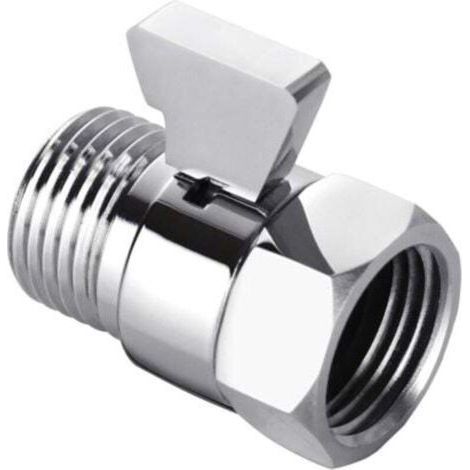 Vanne de Régulation de Débit pour Douche à Main - Laiton Nickel Brossé G1/2 - Cartouche Céramique 200k Cycles - Réglable/Arrêt Economie d'eau (1/4)