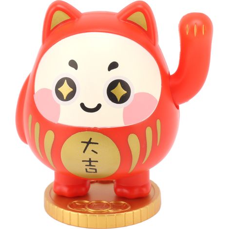 Chat porte-bonheur solaire décoratif rouge (1/5)