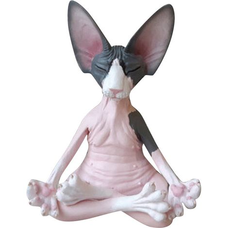 Estatua de gato esfinge meditando, estatua de gato para jardín, gato esfinge meditando con Buda para la decoración del hogar y la oficina. (1/5)