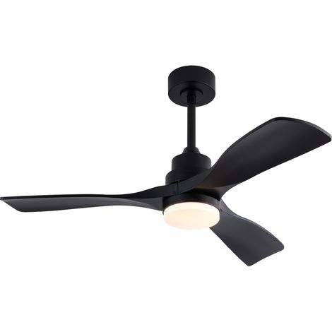 Ventilateur de plafond 42 pouces style rustique, 3 pales ABS, éclairage LED 20W, télécommande multifonction, moteur DC silencieux réversible avec fonction mémoire, couleur noire (1/5)