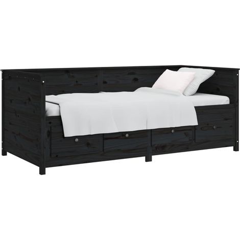 Dormeuse Nera 90x190 cm in Legno Massello di Pino vidaXL (1/4)
