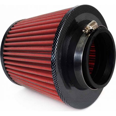 Filtre à air conique universel rouge/carbone + 3 adaptateurs amio-01713 (1/5)