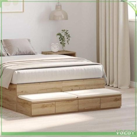 Meuble de chambre - Tiroirs de lit - Chêne artisanal - 120 x 36.5 x 16.5 cm - Durable et pratique (1/5)
