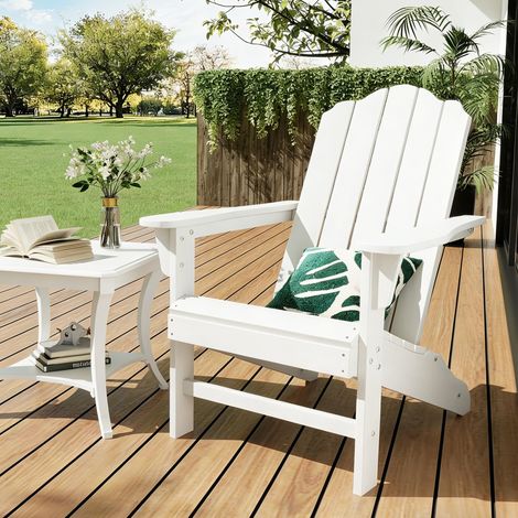 GARVEE - Chaise Adirondack HDPE, Résistante UV pour Jardin, Terrasse, Piscine – Assise Confortable( Blanc) (1/5)