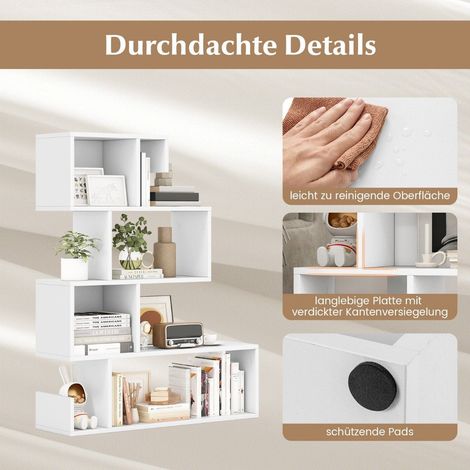5 stufiges bucherregal geometrisches ablageregal mit offenen fachern 80 x 22 x 100 cm wei (1/5)