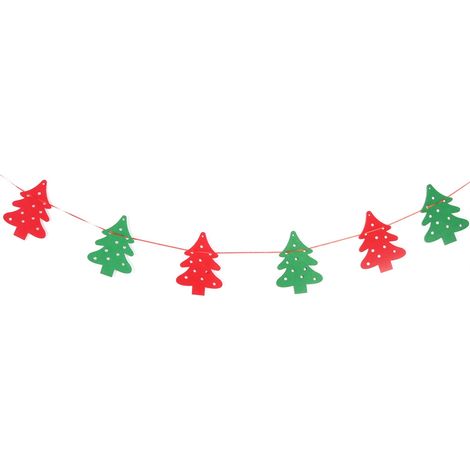 Guirlande fanions Noël tissu non-tissé 8 drapeaux 300cm déco mur fête 1 pièce personnalisable Sapin de Noël (1/3)