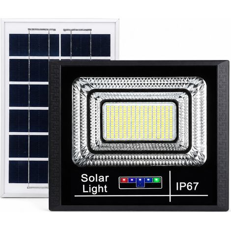 Projecteur LED Solaire IP67 200 W pour Extérieur et Jardin, 136 LED, Télécommande, Capteur Crépusculaire, Minuterie et Affichage Batterie (1/5)