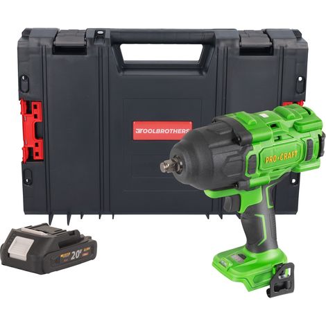 Procraft PWA80bb Akku Schlagschrauber 20 V 1600 Nm 1/2" Brushless + 1x Akku 2,0 Ah + RHINO Toolcase - ohne Ladegerät (1/5)