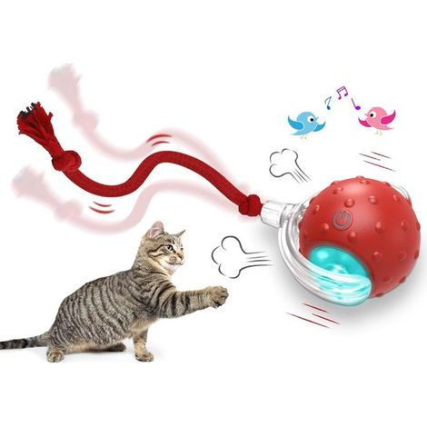 Interaktiver Katzenball Rollt schnell auf Teppich Mit Geräusch und Bewegungssensor Roter Ball für Wohnungskatzen (1/5)
