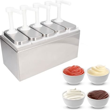 Pompe à sauce en plastique, distributeur de sauce, presse-sauce, pompe à jus, cinq têtes, 1 L/tête (1/5)