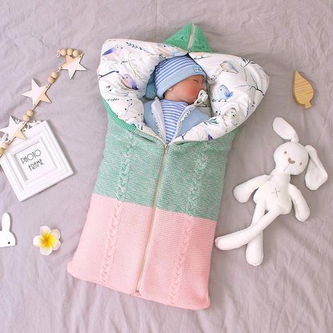 Gigoteuse d'hiver 0-12 mois bébé sac de couchage tricot coton unisexe filles garçon fermeture éclair sac de couchage enfant en bas âge (1/2)