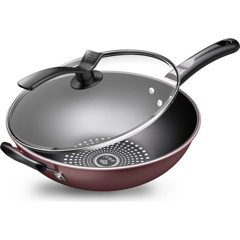 Poêle antiadhésive Wok à fond plat pour cuisinière à gaz cuisinière à Induction ustensiles de cuisine en fer outil de cuisine essentiel cuisson (1/5)