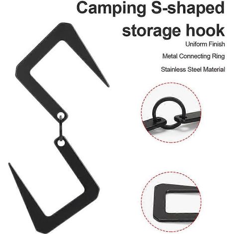 Crochet de suspension extérieur en acier inoxydable en forme de S pour casseroles, poêles, lampes et autres appareils électroménagers, idéal pour le camping et la randonnée, avec support pour le linge (1/5)