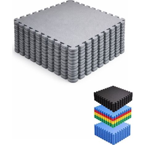 JARDIN202 - Esterilla Fitness Puzzle Suelos para Gimnasio  Set Protección de Goma Espuma, Tatami, Alfombra Expandible 60x60cm (10mm)  4 Uds  1,44 m² (Gris)