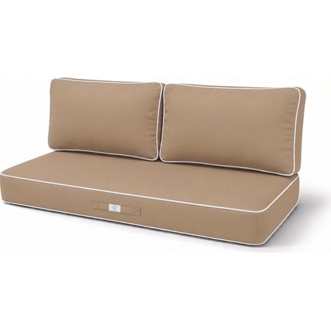 Ensemble Coussins Premium 100x50 Moka - 1 Assise + 2 Dossiers (Épais 12cm & Passepoil)