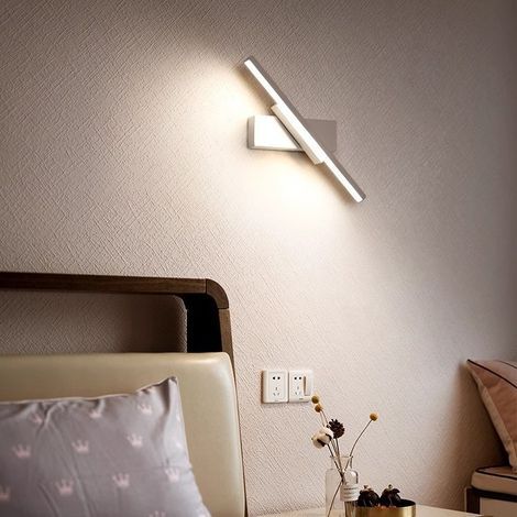 Lampe Miroir LED Salle de Bain 30cm 3 réglages de température de couleur Murale Salle de Bain 330° Rotatif Applique Murale 7W Intérieure Lampe,Blanc (1/4)