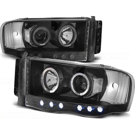 Faros doble halo llantas DODGE RAM 02-06 ANGEL EYES NEGRO