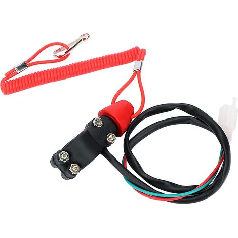 Bouton d'arrêt moteur avec corde de sécurité pour motos, quads et bateaux, en plastique (1/5)