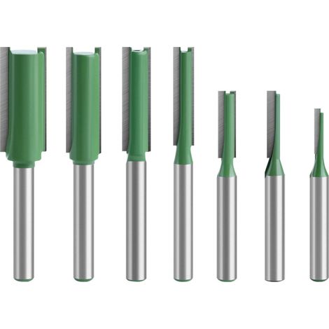 7 Pcs Fraise Droite à Queue 6 mm, Defonceuse Pour Bois, Carbure de Tungstène, Outil de Travail, Routeur à Simple Double Flûte, 3mm 4mm 5mm 6mm 8mm 10mm 12mm (1/4)