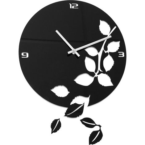 Orologio da parete Foglie Nero