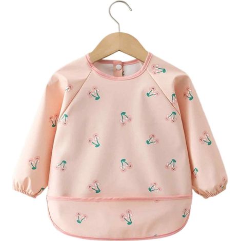 Tablier Enfant - Manches Longues - Imperméable - Pour Cuisine Et Activités Créatives - 6 Mois À 3 Ans - Rose (1/5)