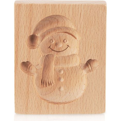 Ausstecher für Lebkuchen in Form eines Schneemanns aus Holz, 11 x 9,5 cm