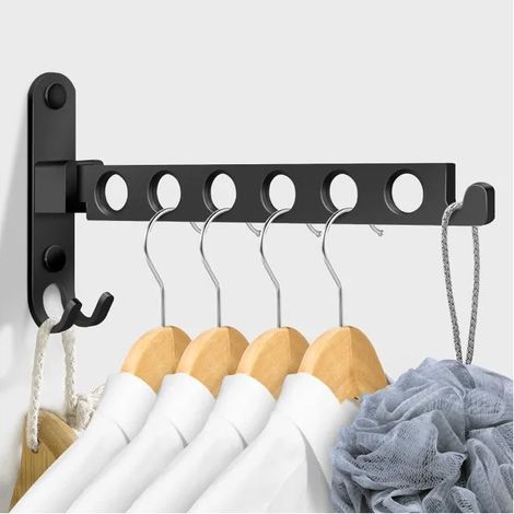 Klappbare Garderobe, Wandkleiderständer, Kleiderhaken, Wandhaken, faltbar, Klapphaken für Balkon, Waschküche, Badezimmer (1/5)