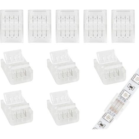 Packung mit 10 10-mm-4-Pin-LED-Verbindern für 10-mm-RGB-LED-Streifen 5050 3528, inklusive Schraubendreher (zum Verbinden von LED-Streifen) (1/2)