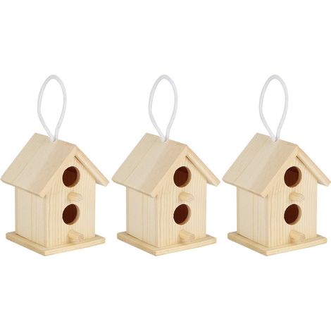 3er-Set innovative Vogelhäuser und Nistkäfige aus Holz für den Außenbereich – Dekoration für den Garten (1/5)