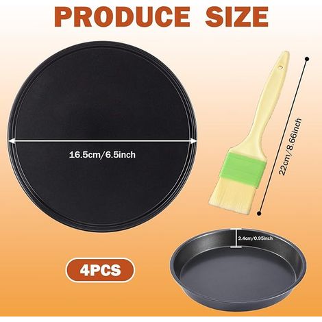 moule à pizza rondes,plaque pizza four au carbone,pinceau pour appliquer de l'huile,plat pour tartes flambées, gâteaux,16.5cm,6-zoll,ustensiles de cuisine (1/4)