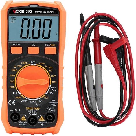 Multimètre numérique avec détection de tension NCV, mesure de capacité 200 µF, écran LCD rétroéclairé, fonctions de test multiples (1/4)
