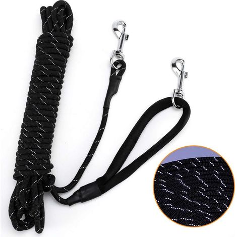 Longe pour Chien 5m, Longe Corde Dressage Réfléchissante, Longe d'attache Nylon pour Chien Petit/Moyen/Grand – Noir (1/5)