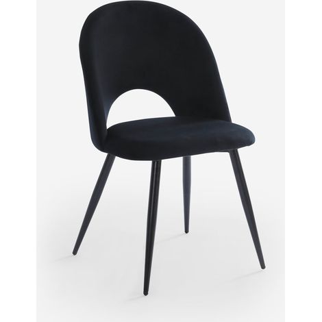 Ahd Amazing Home Design – Chaise salle à manger en velours noir – Assise ergonomique – Pieds en métal noir – Dimensions 50,5 x 55 x 88 cm (1/5)