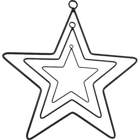 Cadre Pour Couronne En Forme D Étoile - Cadre En Fil Métallique Noir - 10 cm 20 cm 30 cm - Pour Décoration Festive Et Artisanat Floral (1/5)
