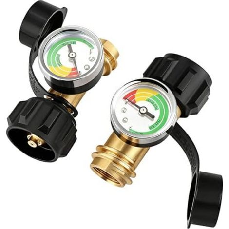 Manomètre pour bouteilles de propane avec indicateur de pression et de niveau pour bouteilles de 5 à 40 lb Compatible avec barbecue, chauffage, VR, caravane, foyer extérieur et plus encore Raccord Q (1/5)