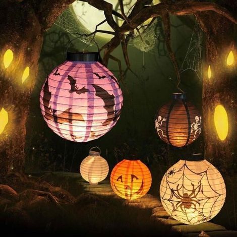 Halloween papier a conduit la pendaison lanterne vacances décor de partie effrayant Jaune Multicolore LAMPION DE DECO DE FETE