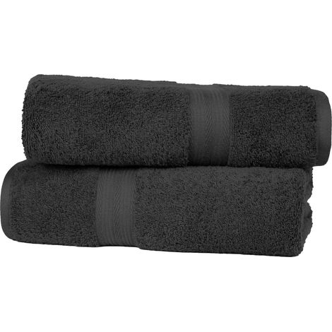 Toalla de baño grande - 100% algodón, resistente a la decoloración, ultrasuave y absorbente - 70 x 140 cm, negra, paquete de 2 (1/5)