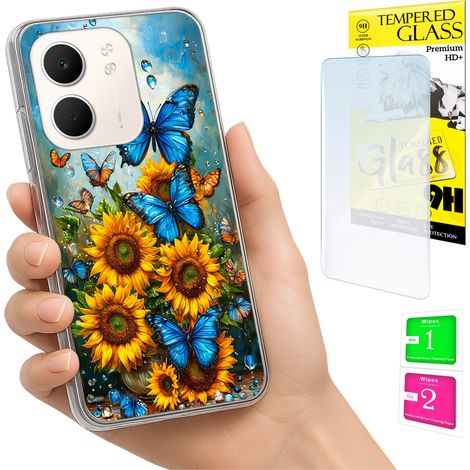 Schutzhülle für Oppo A5X: Foto-Rückseite mit Schmetterlingsmotiv + 9H-Glas (1/5)