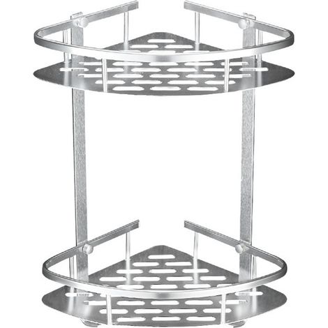 Etagère de Salle de Bain Etagère d'angle - Stockage Rangement Aluminium Antirouille 2 Tablettes pour Shampoing Savon (1/4)