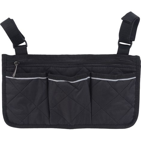 Sac de rangement latéral pour accoudoir de fauteuil roulant Sac de rangement pliant Sac de rangement pour poussette (Noir) (1/5)