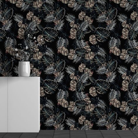 Papier peint panoramique - Motif Feuilles tropicales - 130 cm x 81 cm (1/3)
